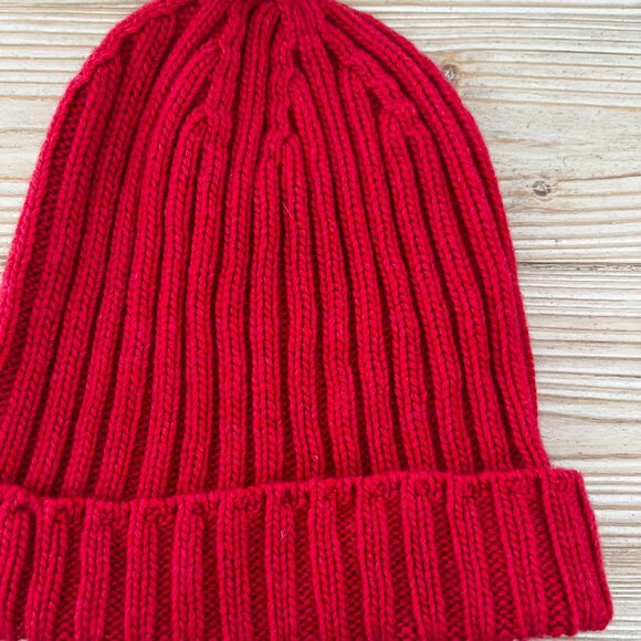 MAde In Scotland 100% Cashmere Red Ribbed Beanie - One Size - Picture 4 of 4
